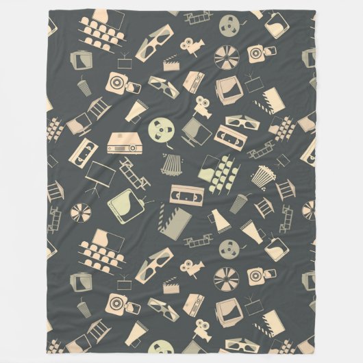 Retrofilmelementen patroon fleece deken (Voorkant)