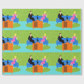 Retrofkoppeling met kattenpapier cadeaupapier (Vlak)