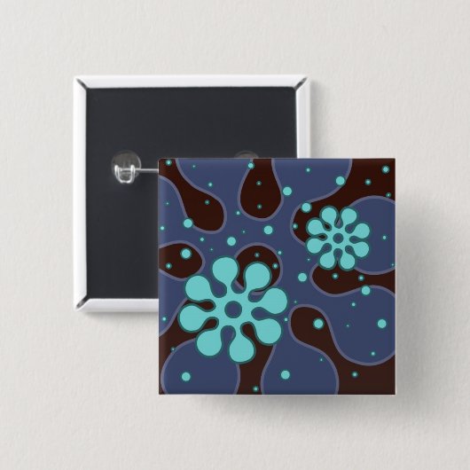 retroflakesstickerBlue Vierkante Button 5,1 Cm (Voorkant /achterkant)