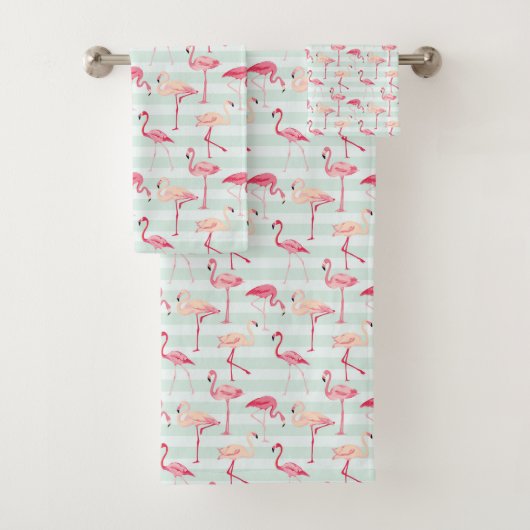 Retroflamingos op mintstrips bad handdoek (Insitu)