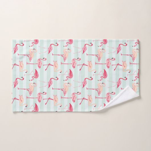Retroflamingos op mintstrips bad handdoek (Handdoek)