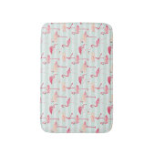 Retroflamingos op mintstrips badmat (Voorkant Verticaal)