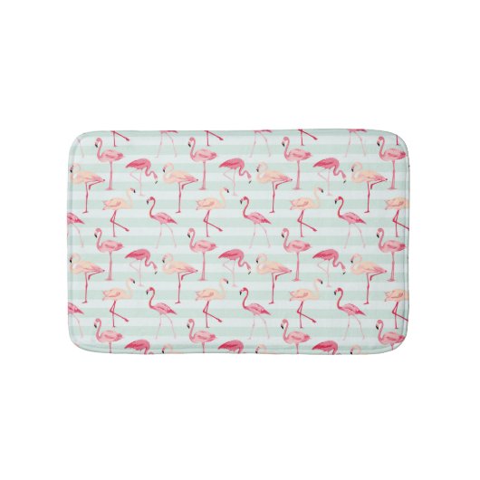 Retroflamingos op mintstrips badmat (Voorkant)