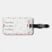 Retroflamingos op mintstrips bagagelabel (Achterkant horizontaal)