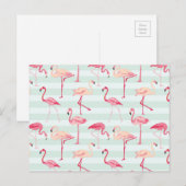 Retroflamingos op mintstrips briefkaart (Voorkant / Achterkant)