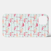 Retroflamingos op mintstrips Case-Mate iPhone case (Achterkant (horizontaal))
