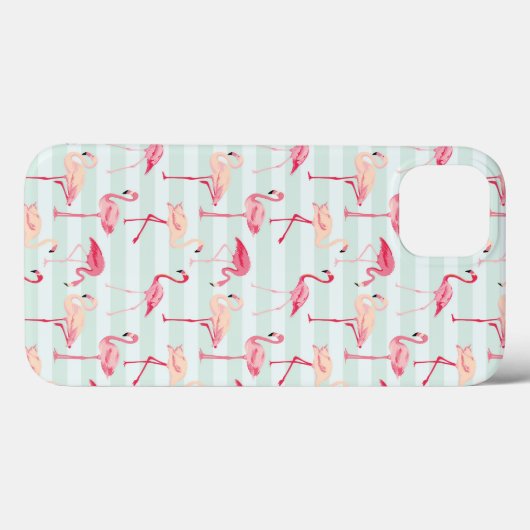 Retroflamingos op mintstrips Case-Mate iPhone case (Achterkant (horizontaal))