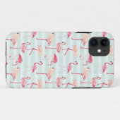 Retroflamingos op mintstrips Case-Mate iPhone case (Achterkant (horizontaal))