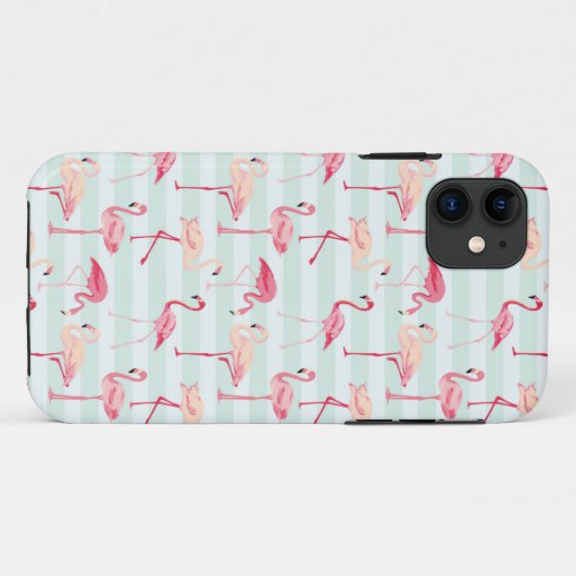 Retroflamingos op mintstrips Case-Mate iPhone case (Achterkant (horizontaal))
