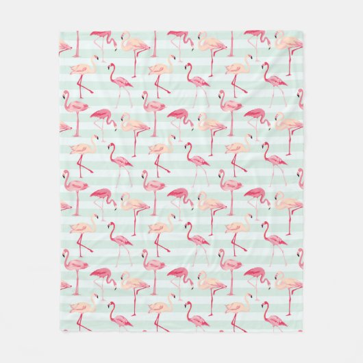 Retroflamingos op mintstrips fleece deken (Voorkant)