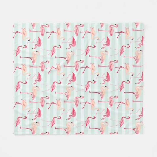 Retroflamingos op mintstrips fleece deken (Voorkant (Horizontaal))