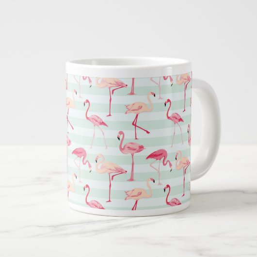 Retroflamingos op mintstrips grote koffiekop (Voorkant rechts)