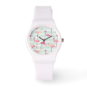 Retroflamingos op mintstrips horloge