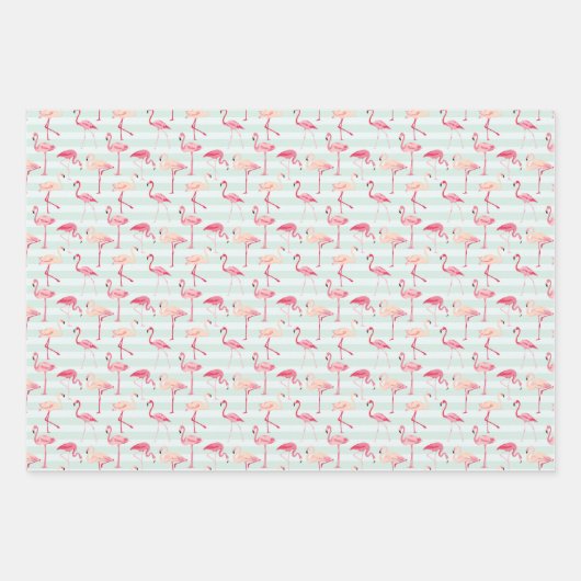 Retroflamingos op mintstrips inpakpapier vel (Voorkant 2)