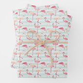 Retroflamingos op mintstrips inpakpapier vel (In situ)