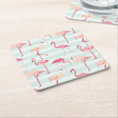 Retroflamingos op mintstrips kartonnen onderzetters (Schuin)