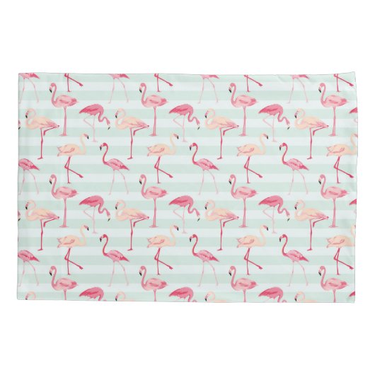 Retroflamingos op mintstrips kussensloop (Achterkant-Links)