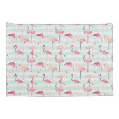 Retroflamingos op mintstrips kussensloop (Achterkant-Rechts)