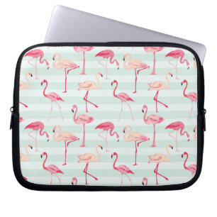 Retroflamingos op mintstrips laptop sleeve