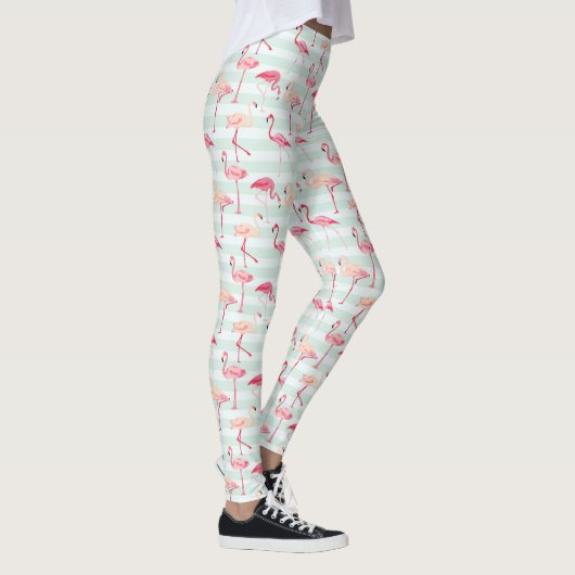 Retroflamingos op mintstrips leggings (Rechts)