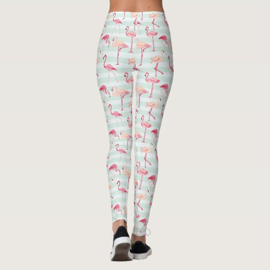 Retroflamingos op mintstrips leggings (Achterkant)
