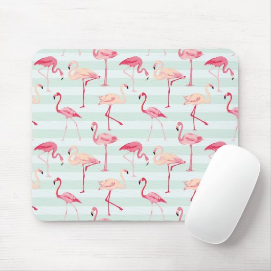 Retroflamingos op mintstrips muismat (Met muis)