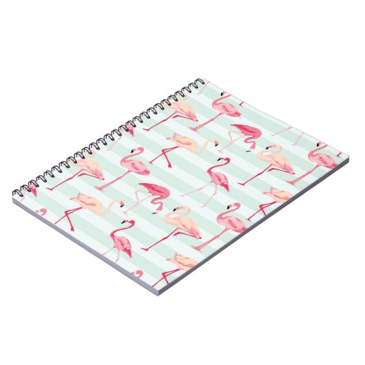 Retroflamingos op mintstrips notitieboek (Linkerzijde)