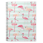 Retroflamingos op mintstrips notitieboek (Voorkant)