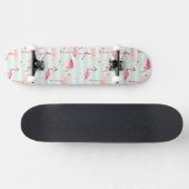 Retroflamingos op mintstrips persoonlijk skateboard (Horizontaal)