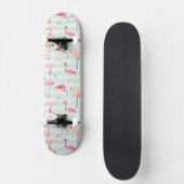 Retroflamingos op mintstrips persoonlijk skateboard (Voorkant)