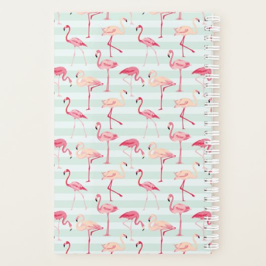 Retroflamingos op mintstrips planner (Achterkant)