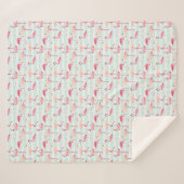 Retroflamingos op mintstrips sherpa deken (Voorkant (horizontaal))
