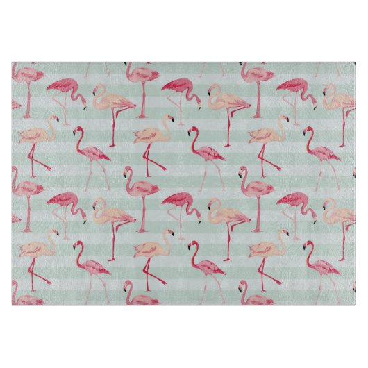 Retroflamingos op mintstrips snijplank (Voorkant)