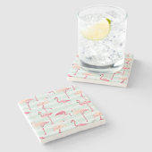 Retroflamingos op mintstrips stenen onderzetter (Zijkant)