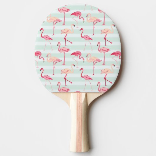 Retroflamingos op mintstrips tafeltennisbatje (Voorkant)