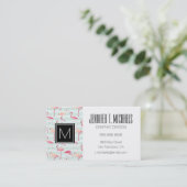 Retroflamingos op mintstrips visitekaartje (Staand voorkant)