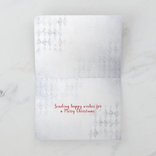 Retroflectuur in zwarte retro-auto met kerstboom feestdagen kaart (Binnen)