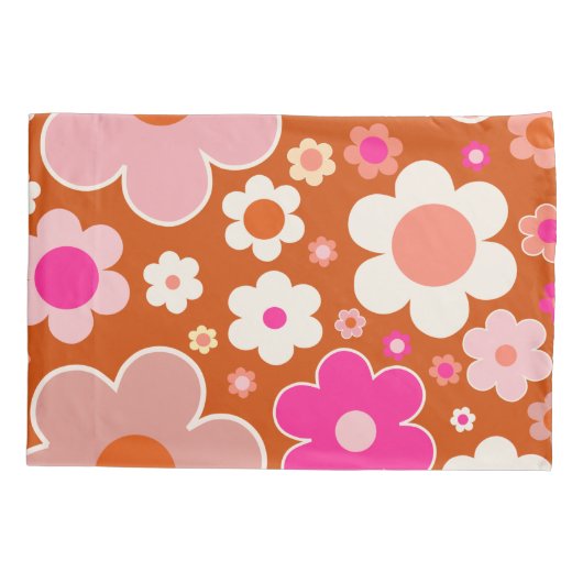 Retroflitspatroon in Oranje doorsnede Kussensloop (Achterkant)