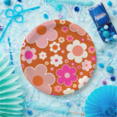 Retroflitspatroon in Oranje doorsnede Papieren Bordje (Feest)