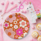 Retroflitspatroon in Oranje doorsnede Papieren Bordje (Feest)