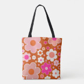 Retroflitspatroon in Oranje doorsnede Tote Bag (Achterkant)