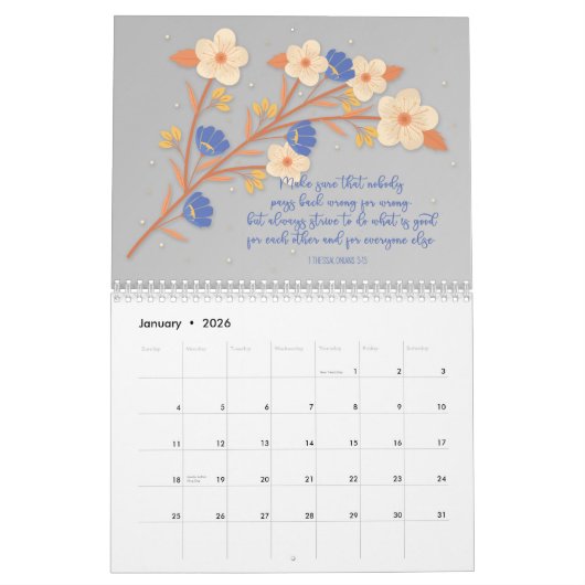 Retrofloer en bijbelversen wandkalender kalender (Jan 2026)