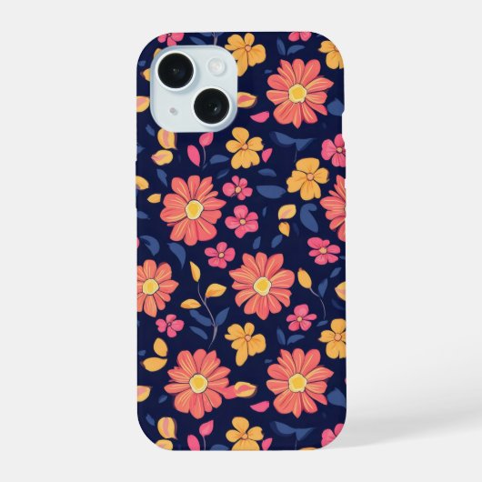 Retrofloerpatroon iPhone 15 Case (Achterkant)