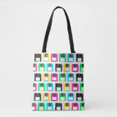 Retrofloppy disk Pixel Patroon kleurig Tote Bag (Voorkant)