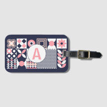 Retroflora geometrisch aangepast monogram