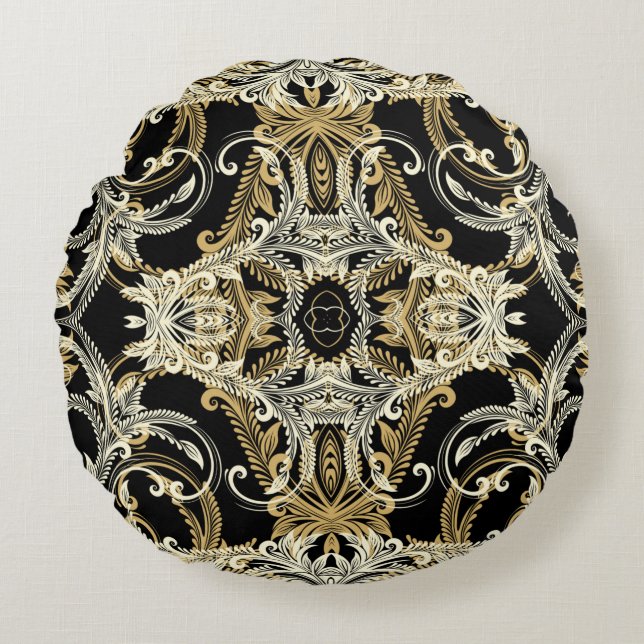 Retroflorale achtergrond.  illustratie. rond kussen (Voorkant)