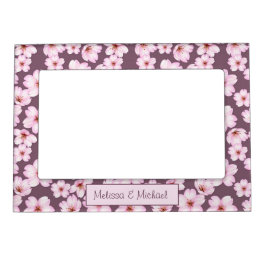 Retrofloreel paars patroon. magnetisch fotolijstje