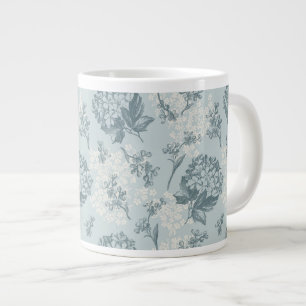 Retrofloreel patroon met viburnum bloemen grote koffiekop