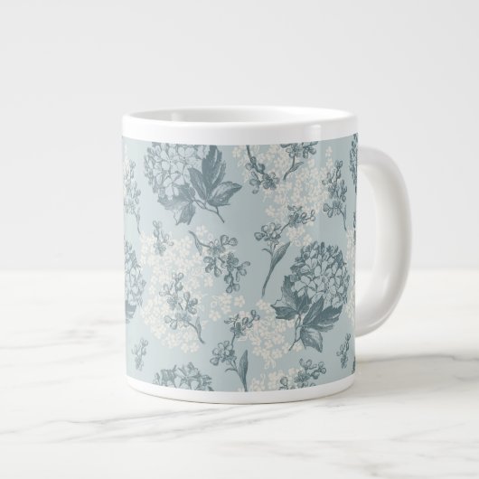 Retrofloreel patroon met viburnum bloemen grote koffiekop (Voorkant rechts)