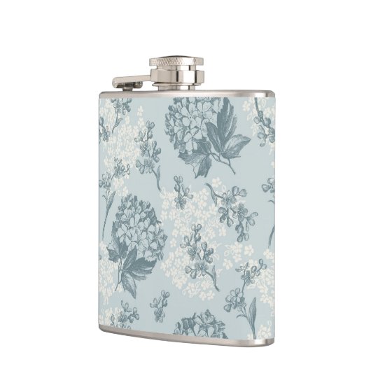 Retrofloreel patroon met viburnum bloemen heupfles (Links)